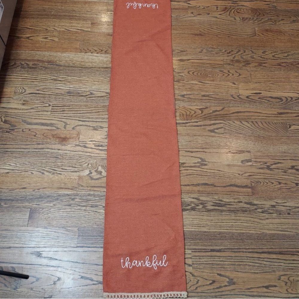 Autumn Thanksgiving Reversible Embroidered Plaid Table Runner - Picture 6 of 8